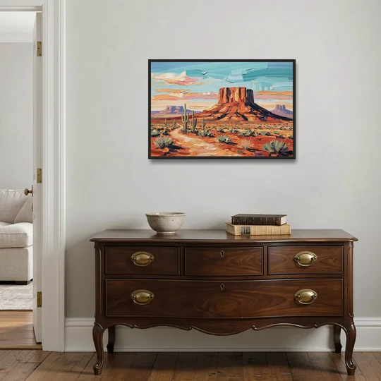 Mesa Scenic Desert - Black Framed Canvas Wall Art - Coffee Table - 36x24