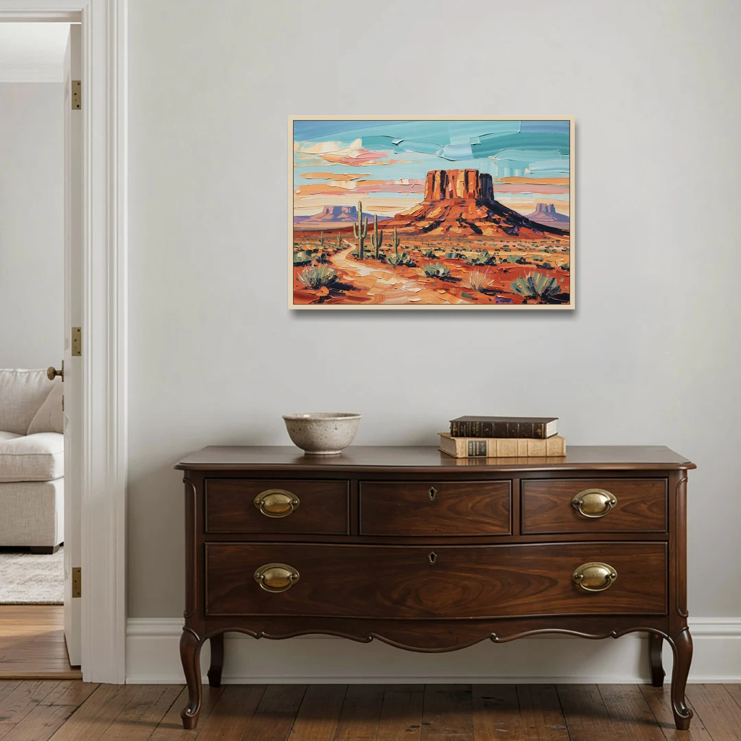 Mesa Scenic Desert - Oak Framed Canvas Wall Art - Coffee Table - 36x24