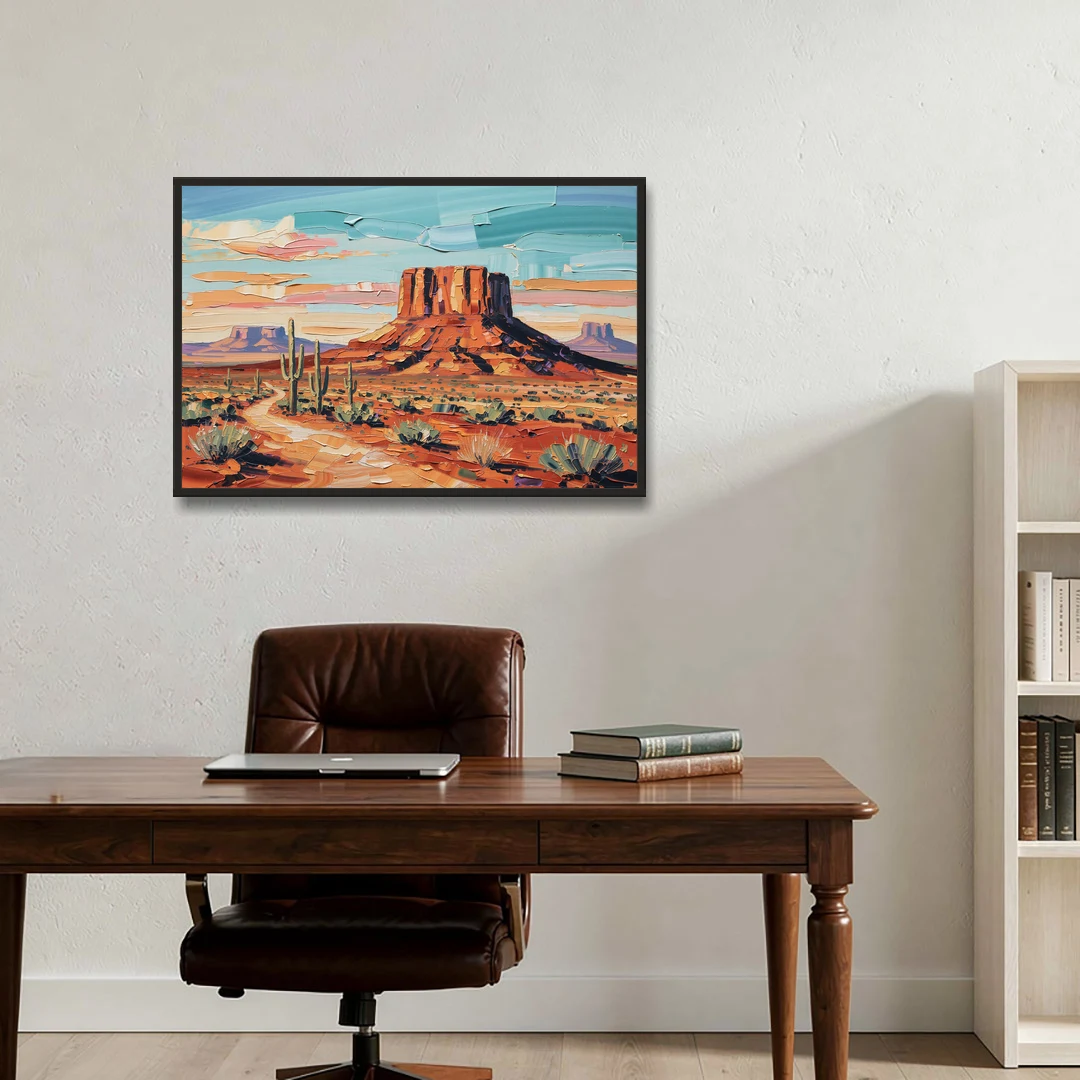 Mesa Scenic Desert - Black Framed Canvas Wall Art - Office - 36x24