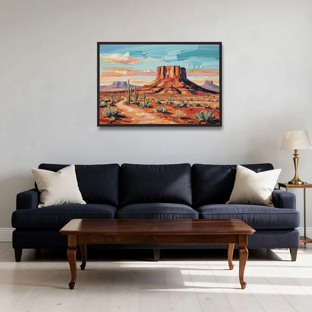 Mesa Scenic Desert - Black Framed Canvas Wall Art - Sofa - 36x24