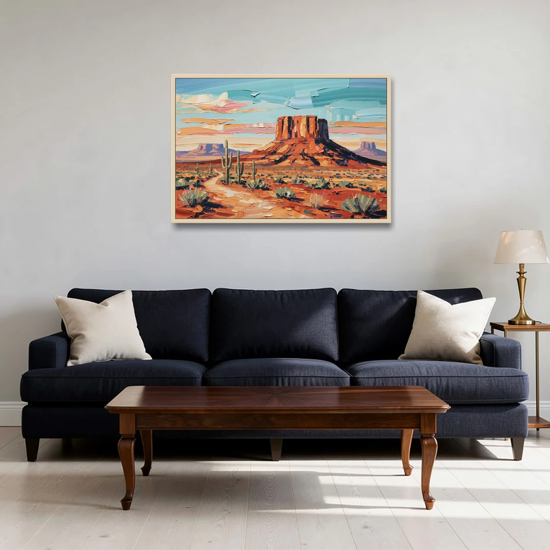 Mesa Scenic Desert - Oak Framed Canvas Wall Art - Sofa - 36x24