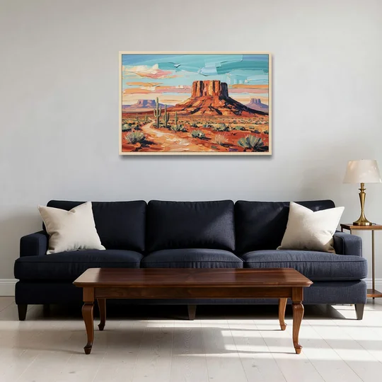 Mesa Scenic Desert - Oak Framed Canvas Wall Art - Sofa - 36x24