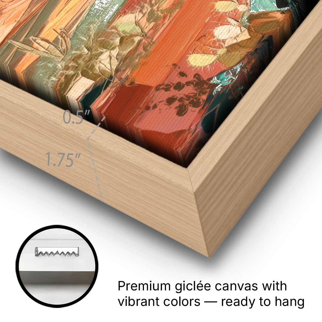 Mesa Southwest Charm - Oak Framed Canvas Wall Art - Gallery Wrap Corner