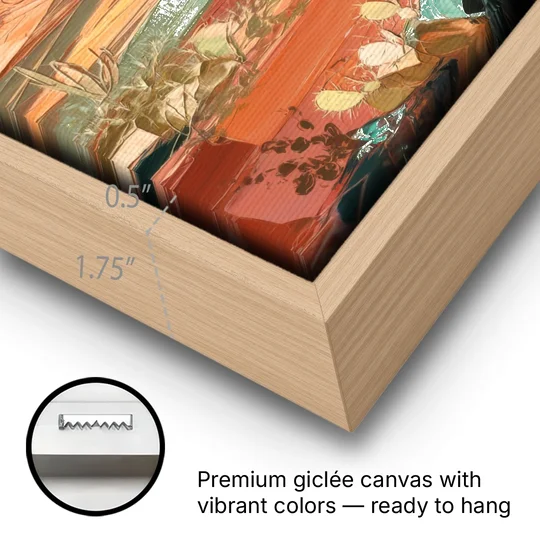 Mesa Southwest Charm - Oak Framed Canvas Wall Art - Gallery Wrap Corner