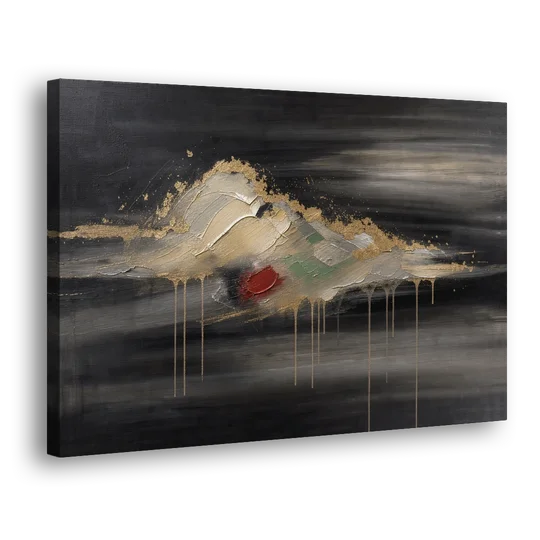 Metallic Gold Ivory Cloud Drift for the Living Room - Canvas Wall Art - Side