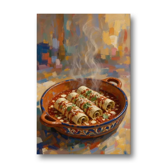 Mexican Food Wall Art of Baked Enchiladas - Canvas Wall Art - Front