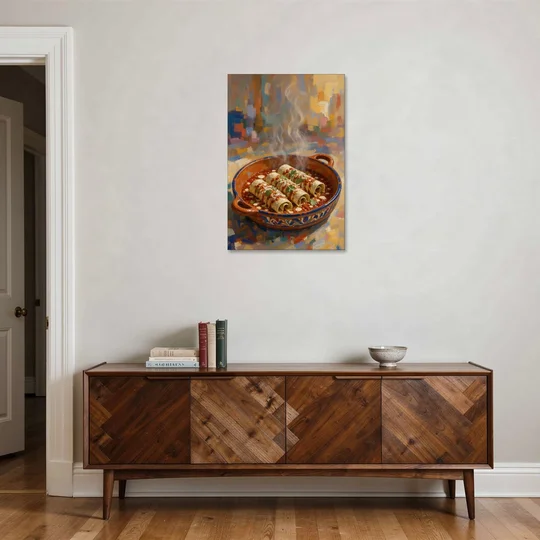 Mexican Food Wall Art of Baked Enchiladas - Canvas Wall Art - Coffee Table - 24x36