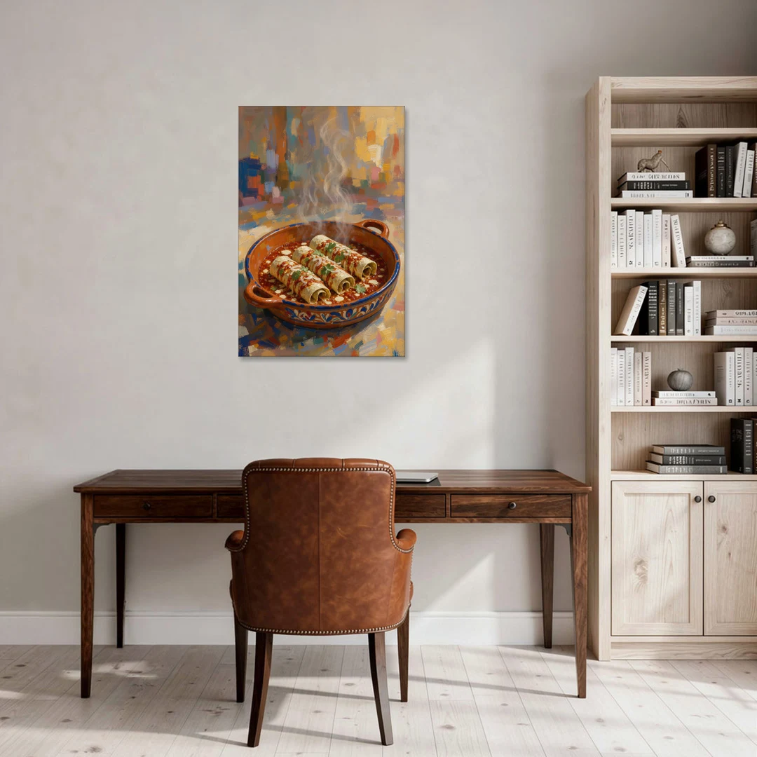 Mexican Food Wall Art of Baked Enchiladas - Canvas Wall Art - Office - 24x36