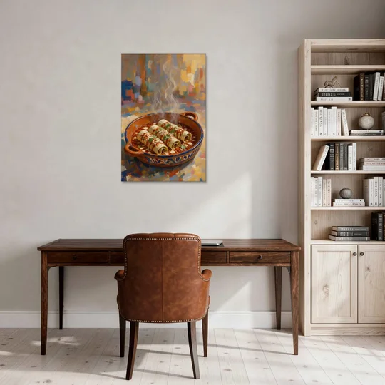 Mexican Food Wall Art of Baked Enchiladas - Canvas Wall Art - Office - 24x36