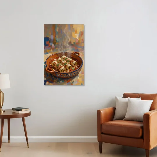 Mexican Food Wall Art of Baked Enchiladas - Canvas Wall Art - Sofa - 24x36