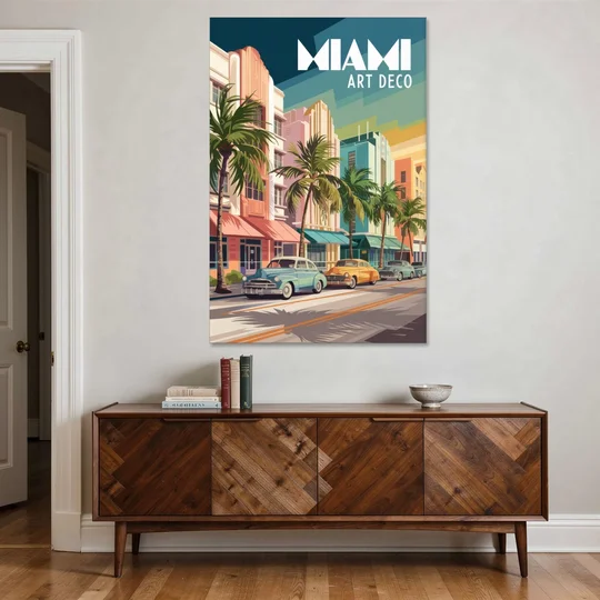 Miami Art Deco District - Canvas Wall Art - Coffee Table - 40x60