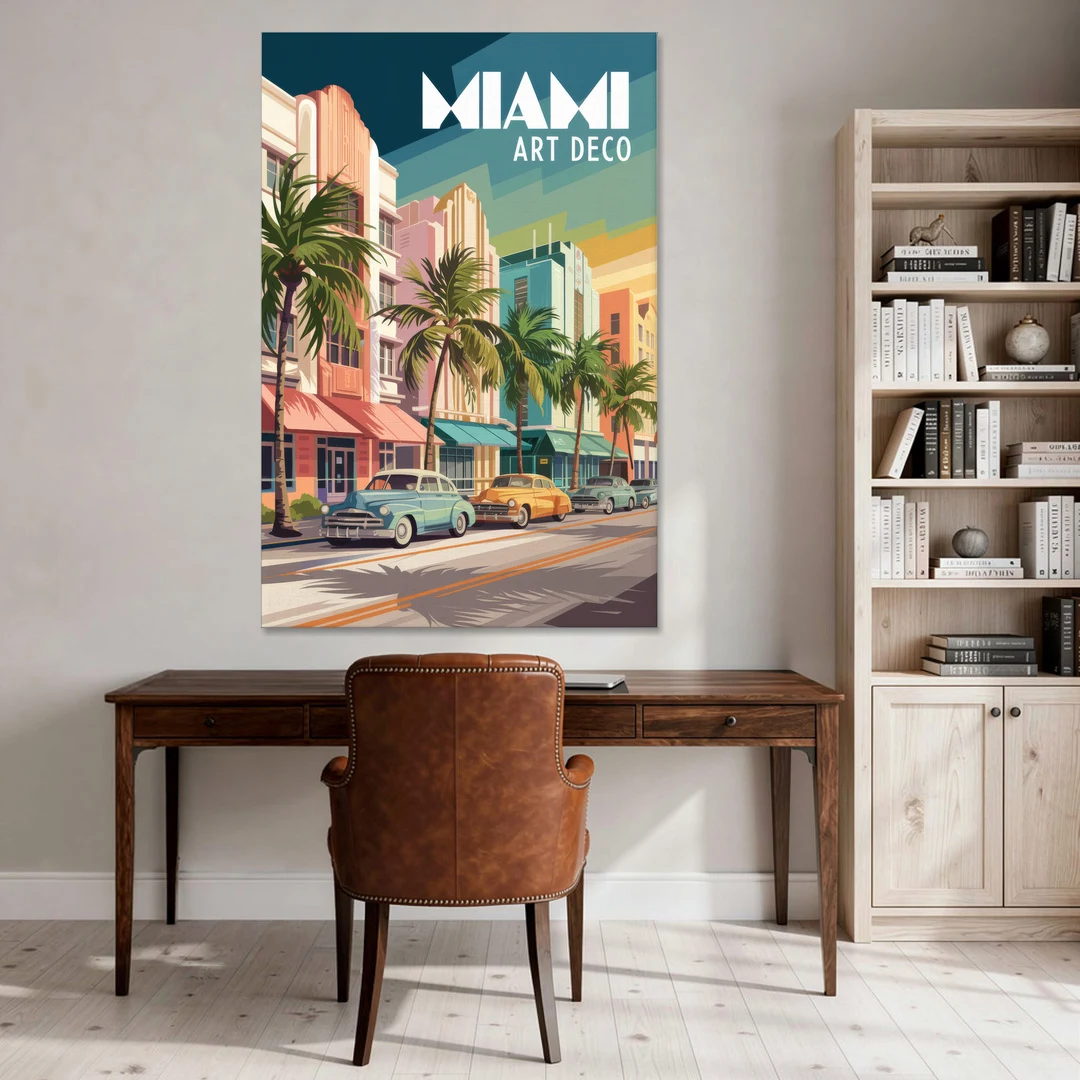Miami Art Deco District - Canvas Wall Art - Office - 40x60