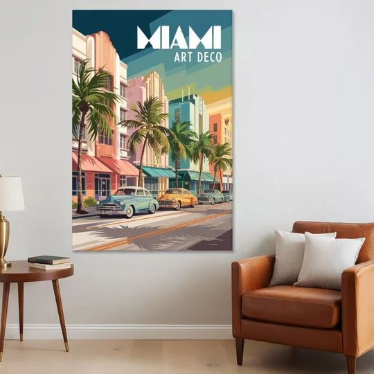 Miami Art Deco District - Canvas Wall Art - Sofa - 40x60