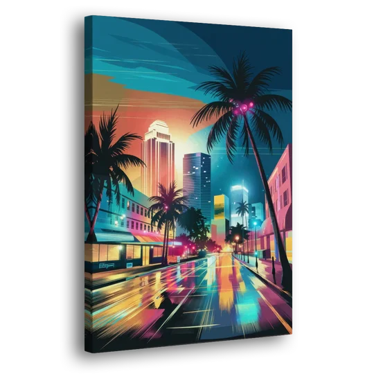 Miami Artistic Streets - Canvas Wall Art - Side