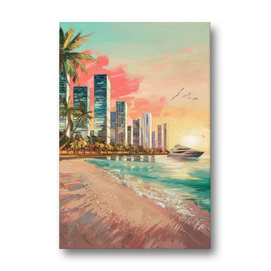 Miami Beachfront Horizon - Canvas Wall Art - Front