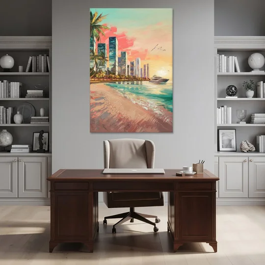 Miami Beachfront Horizon - Canvas Wall Art - Office - 40x60
