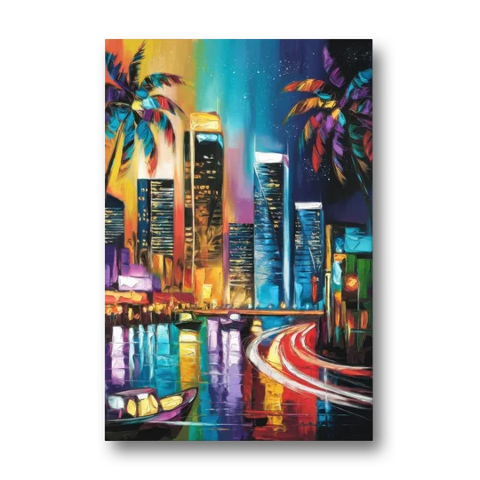 Miami Downtown Energy - Canvas Wall Art - Front