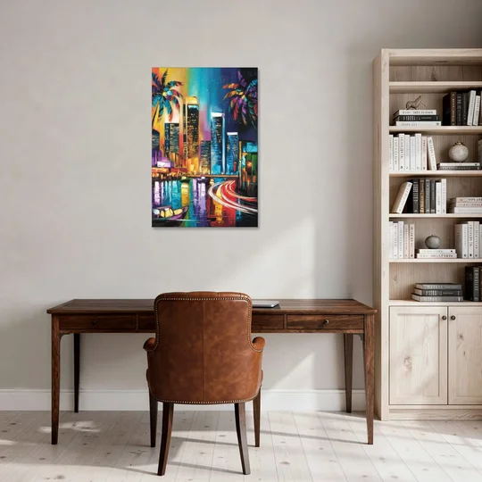 Miami Downtown Energy - Canvas Wall Art - Office - 24x36