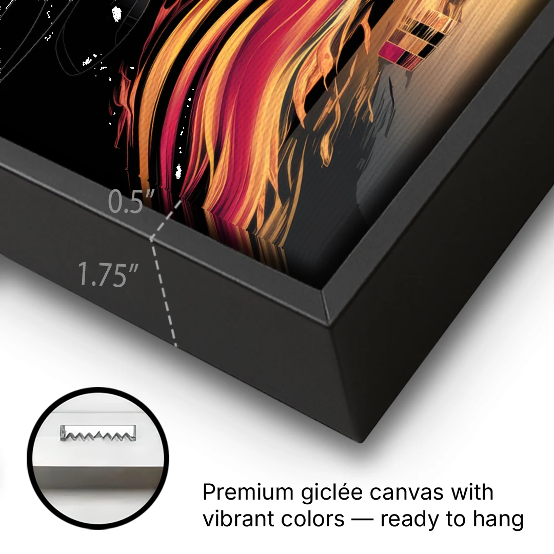 Miami Heat Basketball - Black Framed Canvas Wall Art - Gallery Wrap Corner