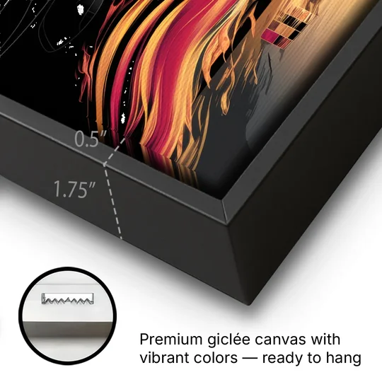 Miami Heat Basketball - Black Framed Canvas Wall Art - Gallery Wrap Corner