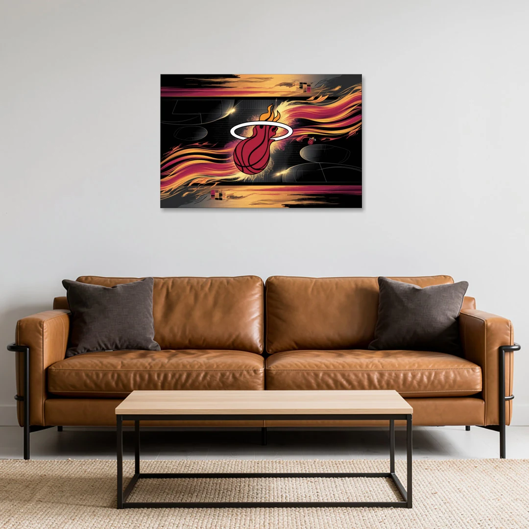 Miami Heat Basketball - Canvas Wall Art - Sofa - 36x24