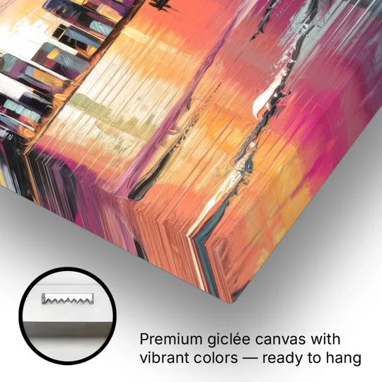 Miami Palm Trees and Sunset - Canvas Wall Art - Gallery Wrap Corner