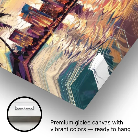 Miami Skyline At Sunset - Canvas Wall Art - Gallery Wrap Corner