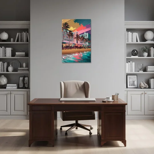 Miami South Beach Charm - Canvas Wall Art - Office - 24x36