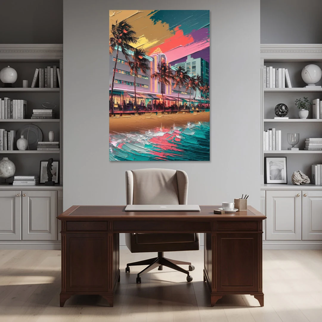 Miami South Beach Charm - Canvas Wall Art - Office - 40x60