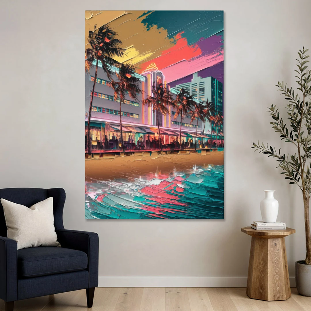 Miami South Beach Charm - Canvas Wall Art - Sofa - 40x60