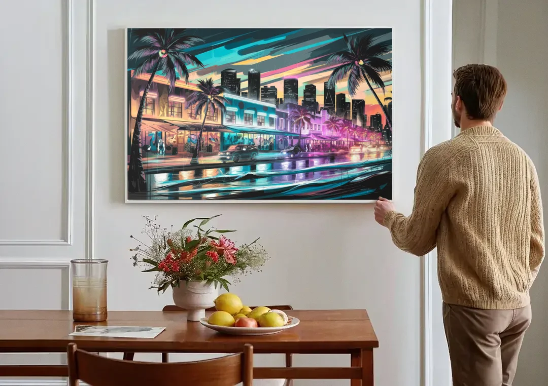 Miami Street Art Culture canvas wall art above a dining table