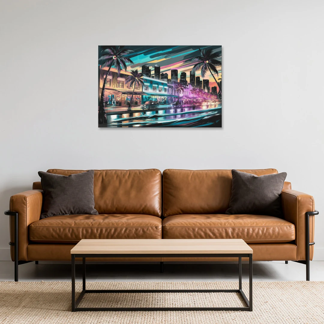 Miami Street Art Culture - Canvas Wall Art - Sofa - 36x24