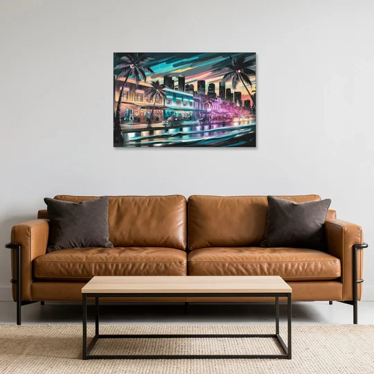 Miami Street Art Culture - Canvas Wall Art - Sofa - 36x24
