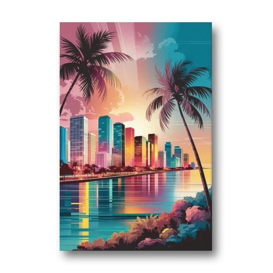 Miami Sunset Boulevard - Canvas Wall Art - Front