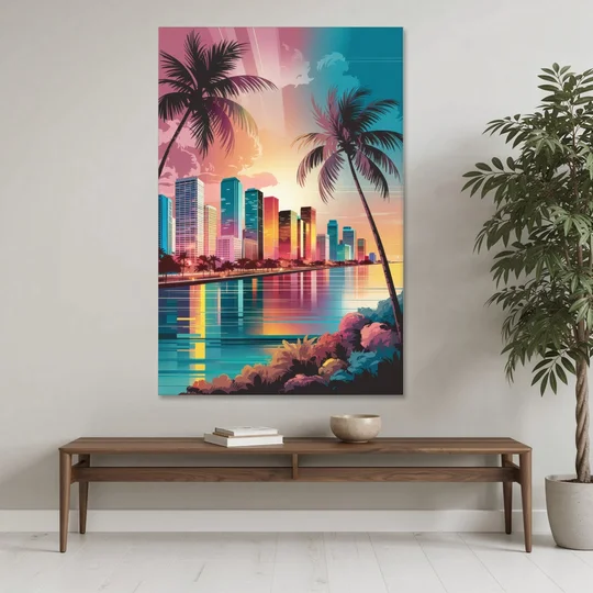 Miami Sunset Boulevard - Canvas Wall Art - Coffee Table - 40x60