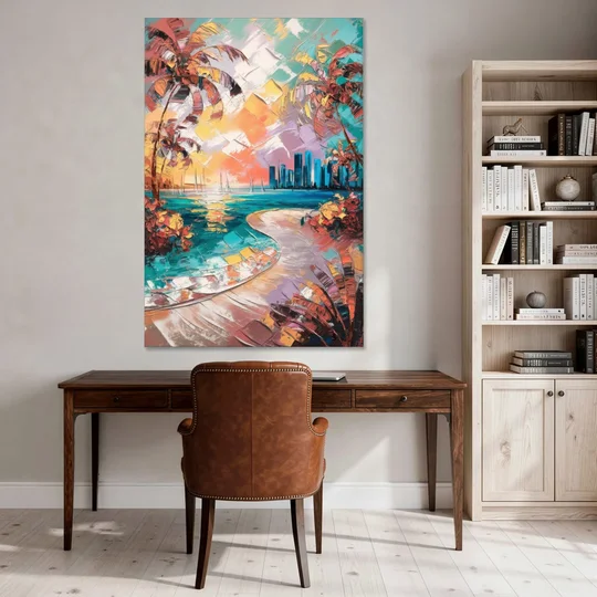 Miami Tropical Paradise - Canvas Wall Art - Office - 40x60