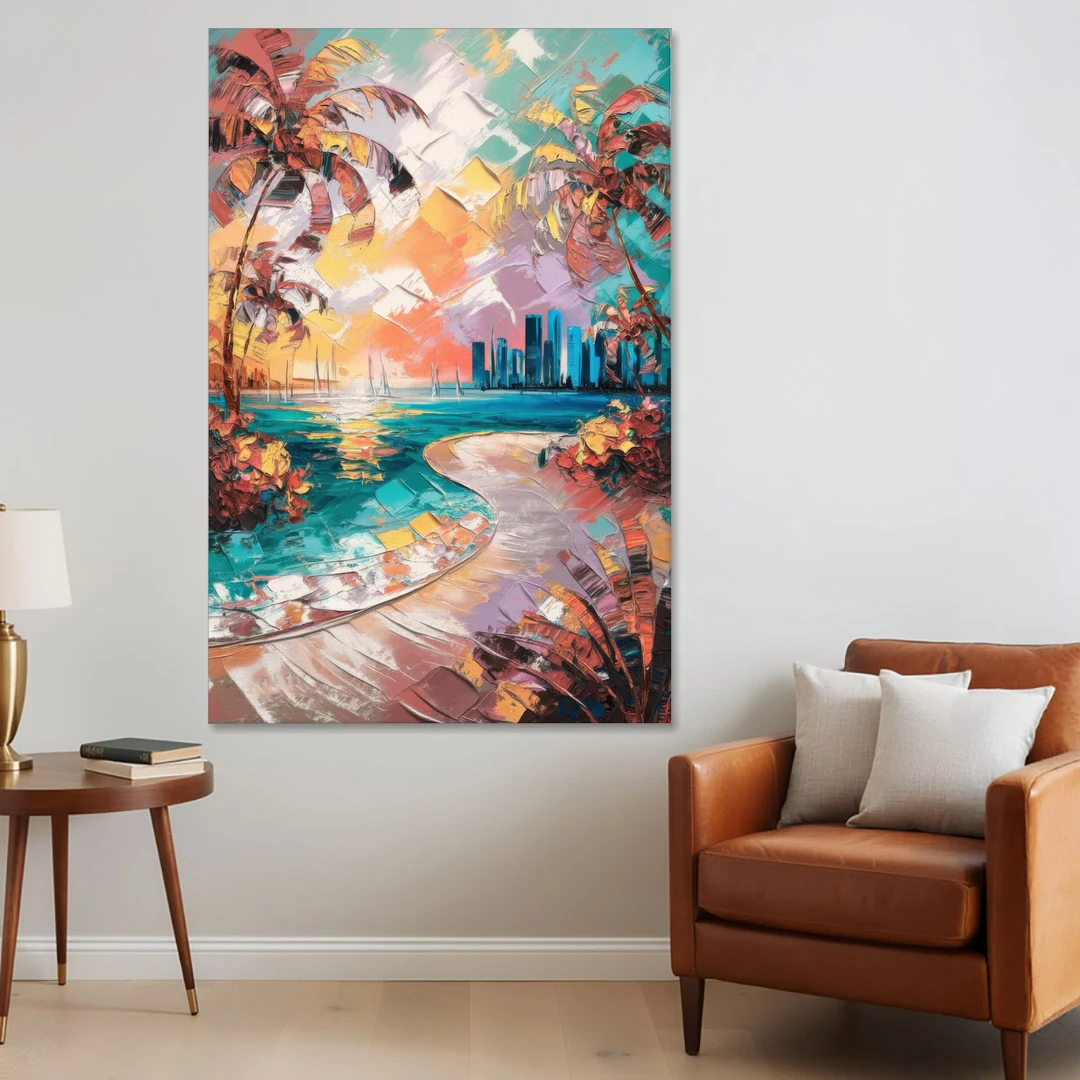 Miami Tropical Paradise - Canvas Wall Art - Sofa - 40x60