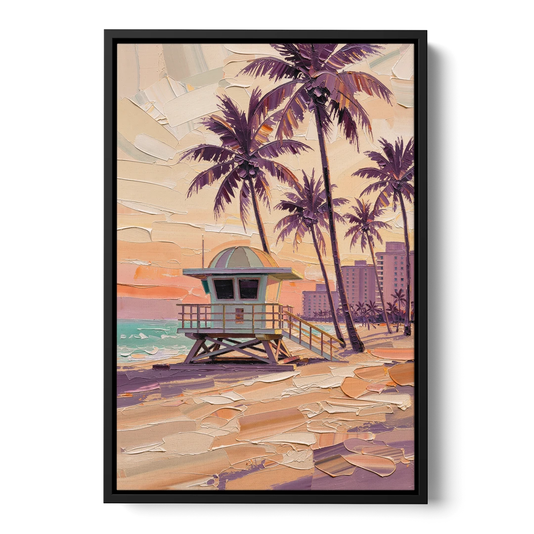 Miami Vibrant Colors - Black Framed Canvas Wall Art - Front