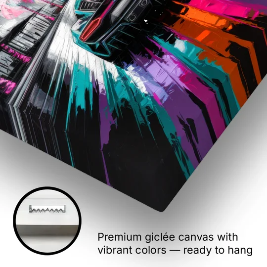 Miami Vice Neon Nights - Canvas Wall Art - Gallery Wrap Corner