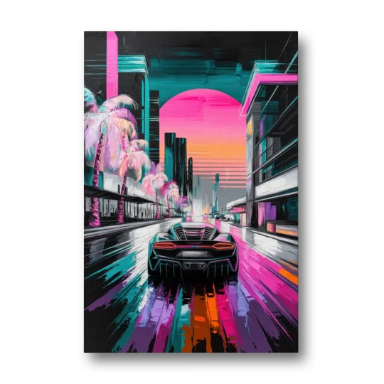 Miami Vice Neon Nights - Canvas Wall Art - Front