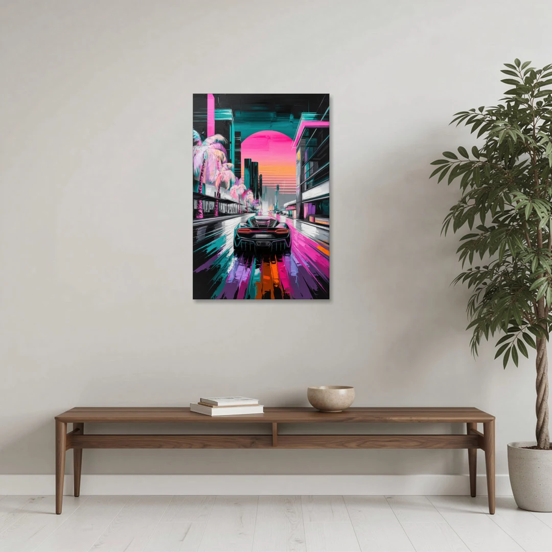 Miami Vice Neon Nights - Canvas Wall Art - Coffee Table - 24x36