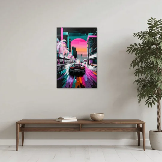 Miami Vice Neon Nights - Canvas Wall Art - Coffee Table - 24x36
