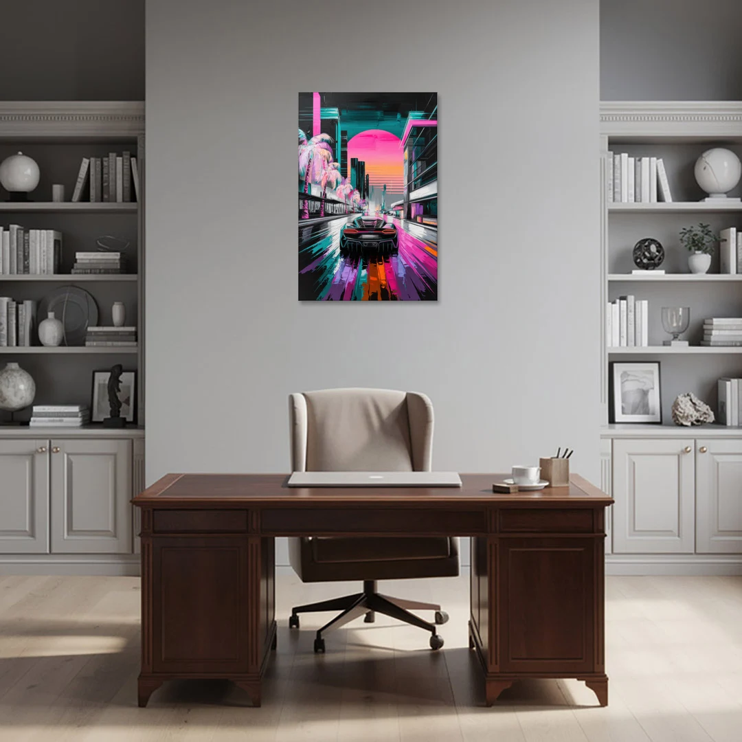 Miami Vice Neon Nights - Canvas Wall Art - Office - 24x36