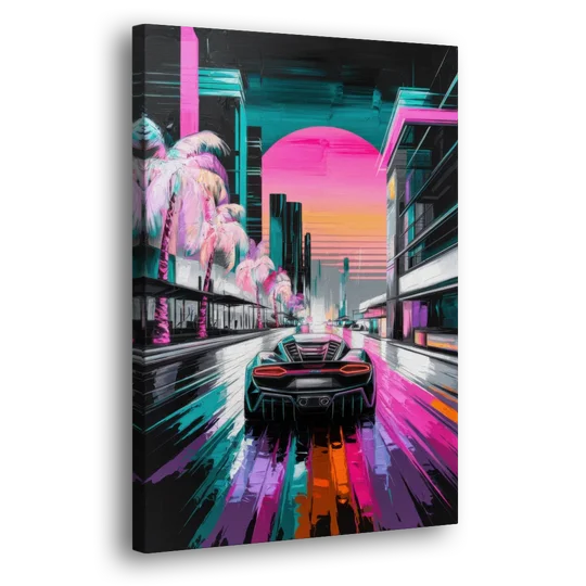 Miami Vice Neon Nights - Canvas Wall Art - Side