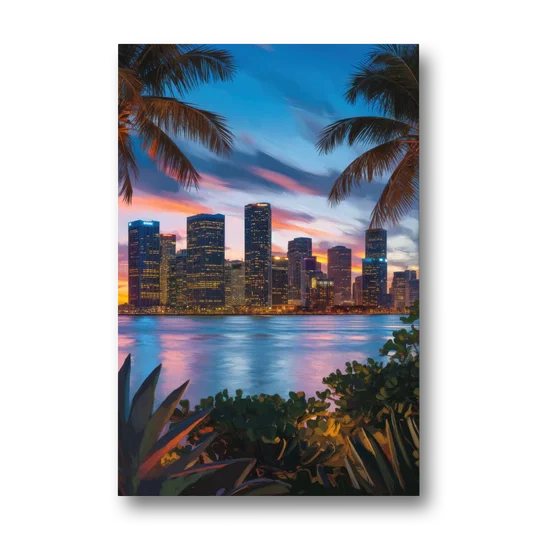 Miami Waterfront Skyline - Canvas Wall Art - Front