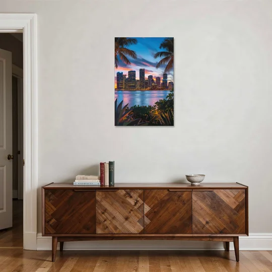 Miami Waterfront Skyline - Canvas Wall Art - Coffee Table - 24x36
