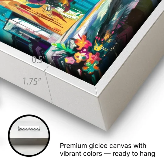 Miami Wynwood Murals - White Framed Canvas Wall Art - Gallery Wrap Corner