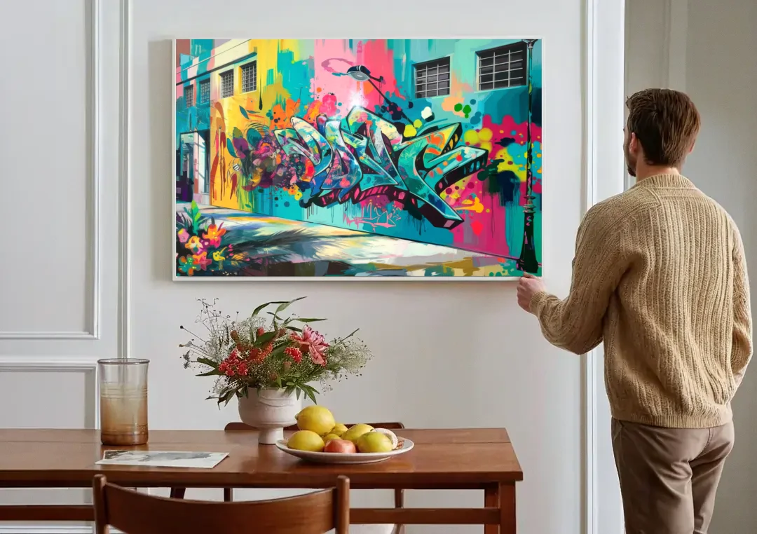 Miami Wynwood Murals canvas wall art above a dining table