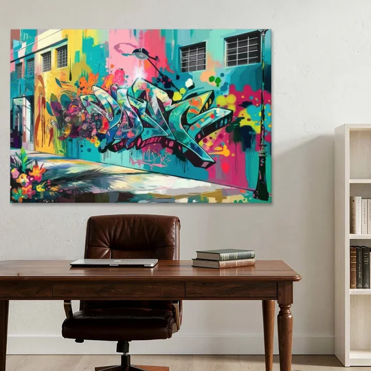 Miami Wynwood Murals - Canvas Wall Art - Office - 60x40