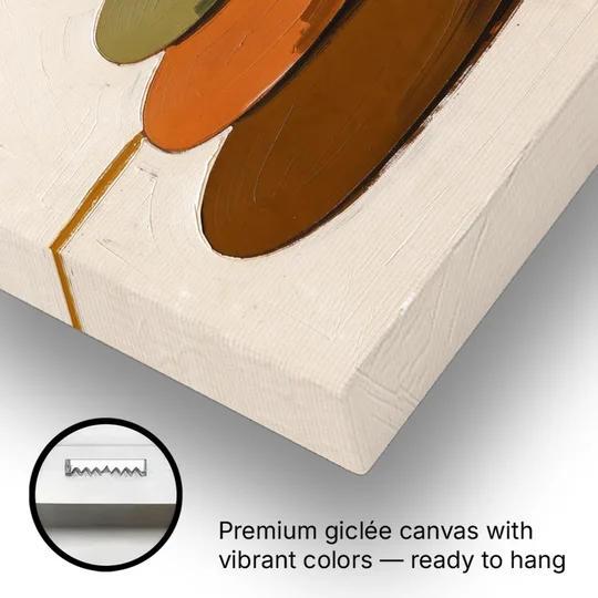 Mid Century Abstract Painting of a Leaning Pebble Cairn - Canvas Wall Art - Gallery Wrap Corner